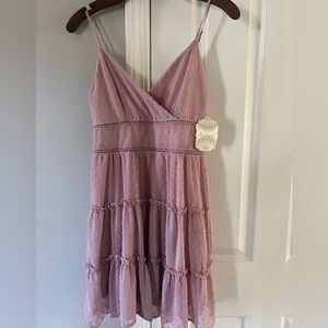 Altar'd State Pink Tiered Ruffled Mini Dress for Weddings